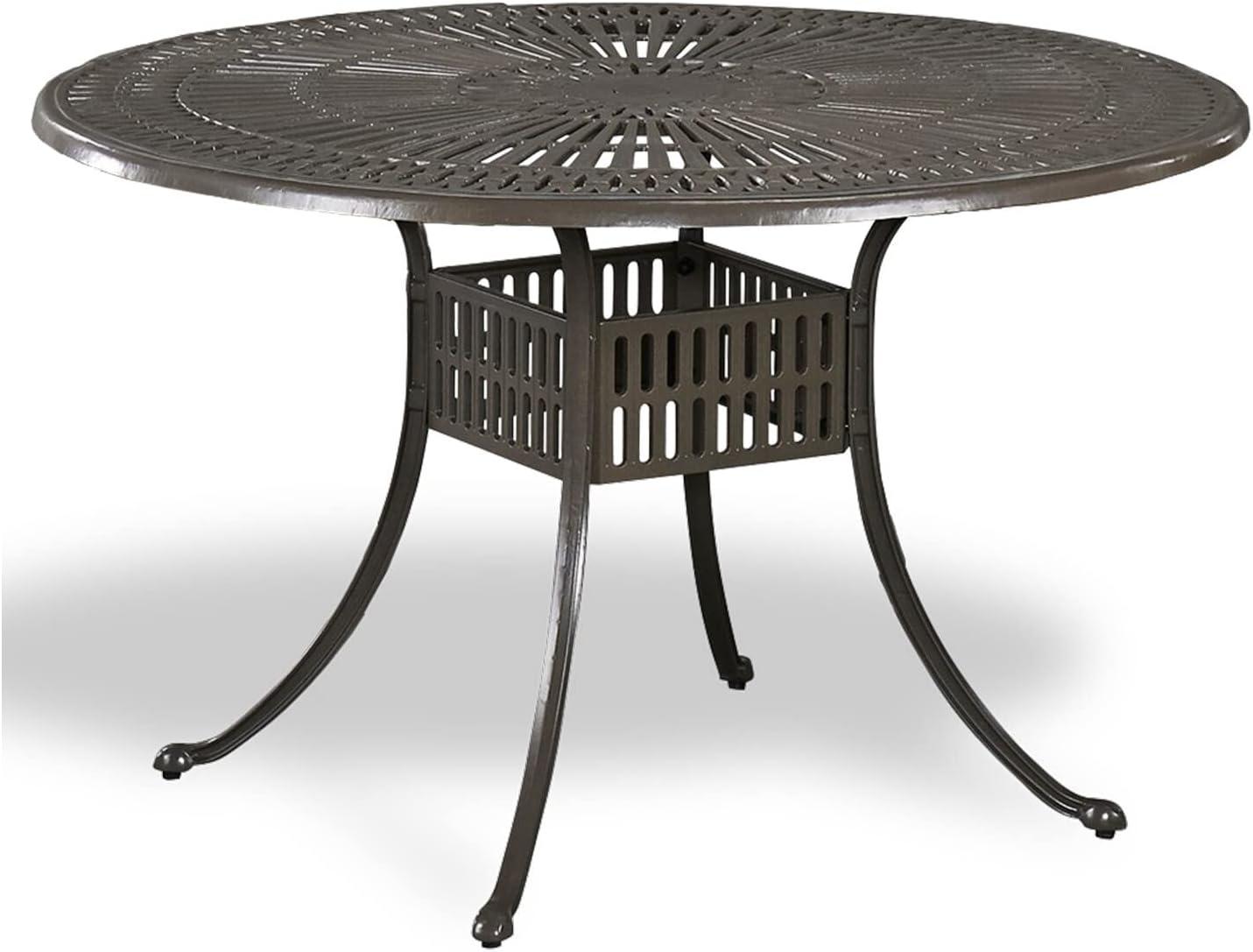 Grenada 48.5" Cast Aluminum Outdoor Dining Table in Khaki Gray