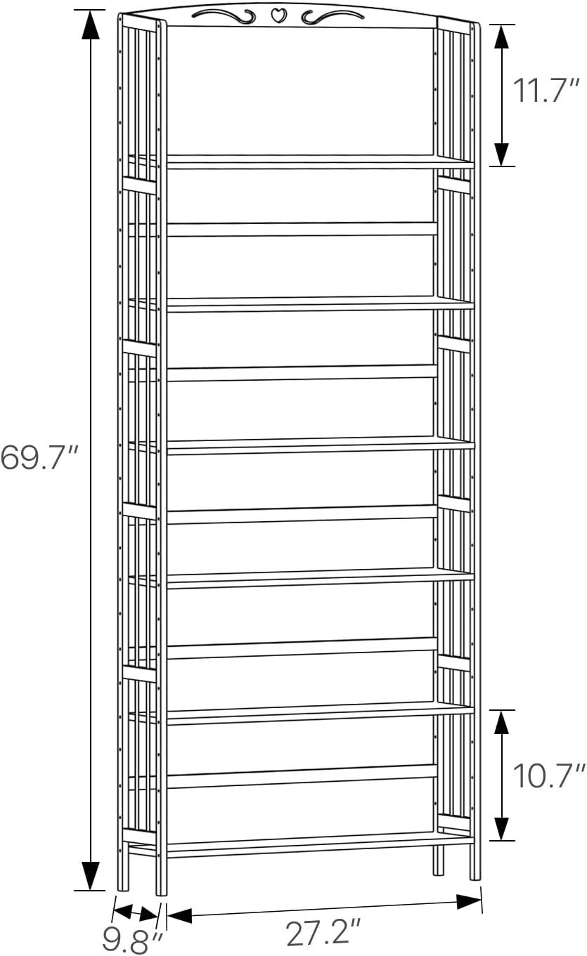 MoNiBloom Bamboo 6 Tiers Open Bookshelf, Adjustable Display Storage Shelf Rack,Brown, for Living Room