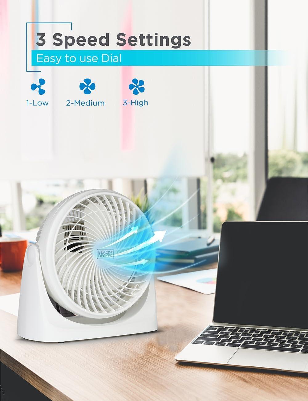BLACK+DECKER BLACK+DECKER Turbo Desk Fan – Electric Portable 7 Inch Table Fan with Adjustable Tilt, White