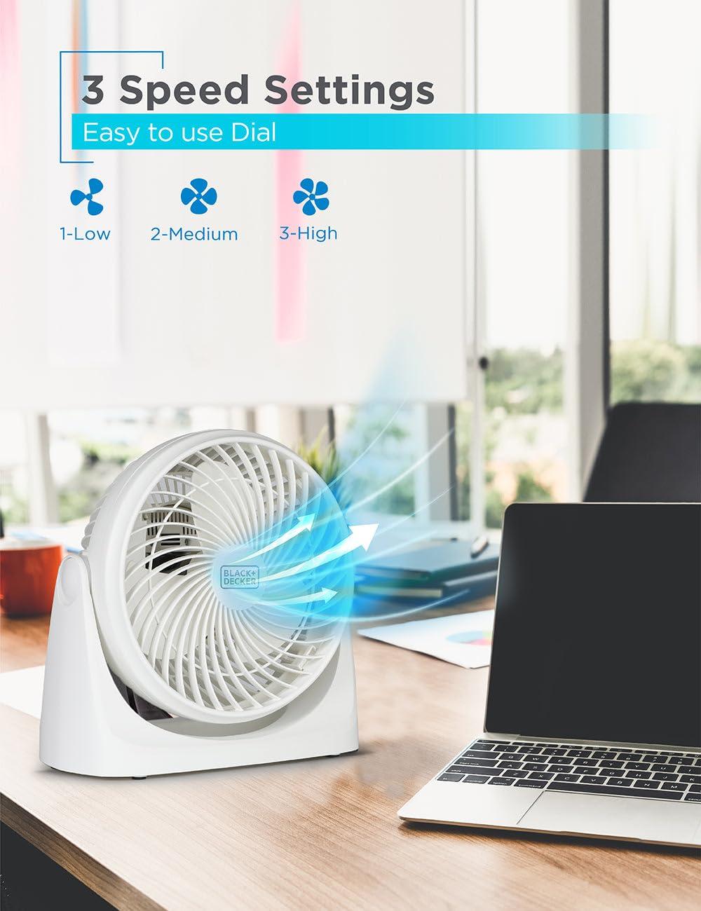 BLACK+DECKER BLACK+DECKER Turbo Desk Fan – Electric Portable 7 Inch Table Fan with Adjustable Tilt, White