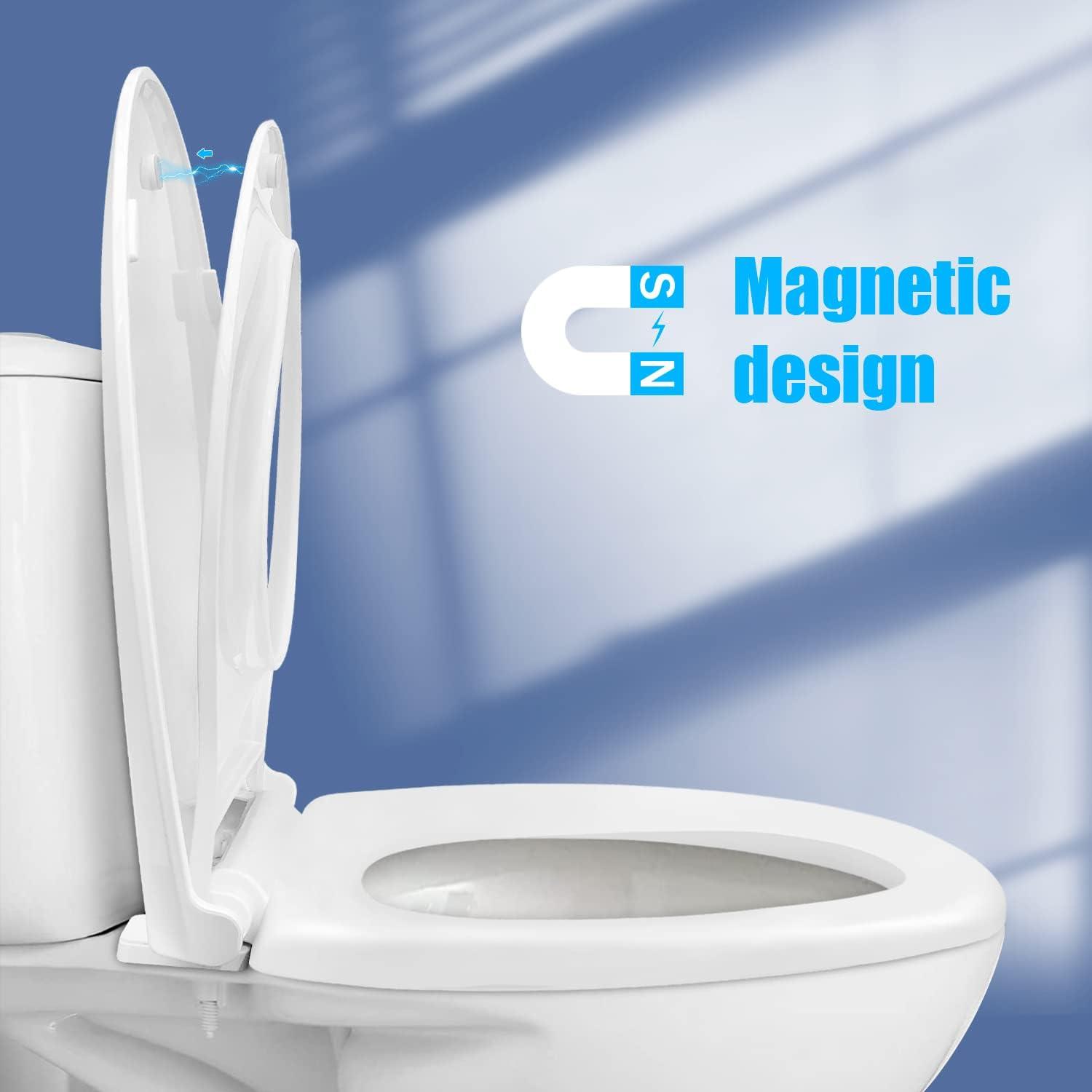 Danolapsi Elongated Toilet Seat with Built in Potty Training Seat,Quiet-Close Lid and Seat,Never Loosen,Potty Training Toilet Seat for Toddlers,Quick-Attach Hardware,Fits both Adult and Child