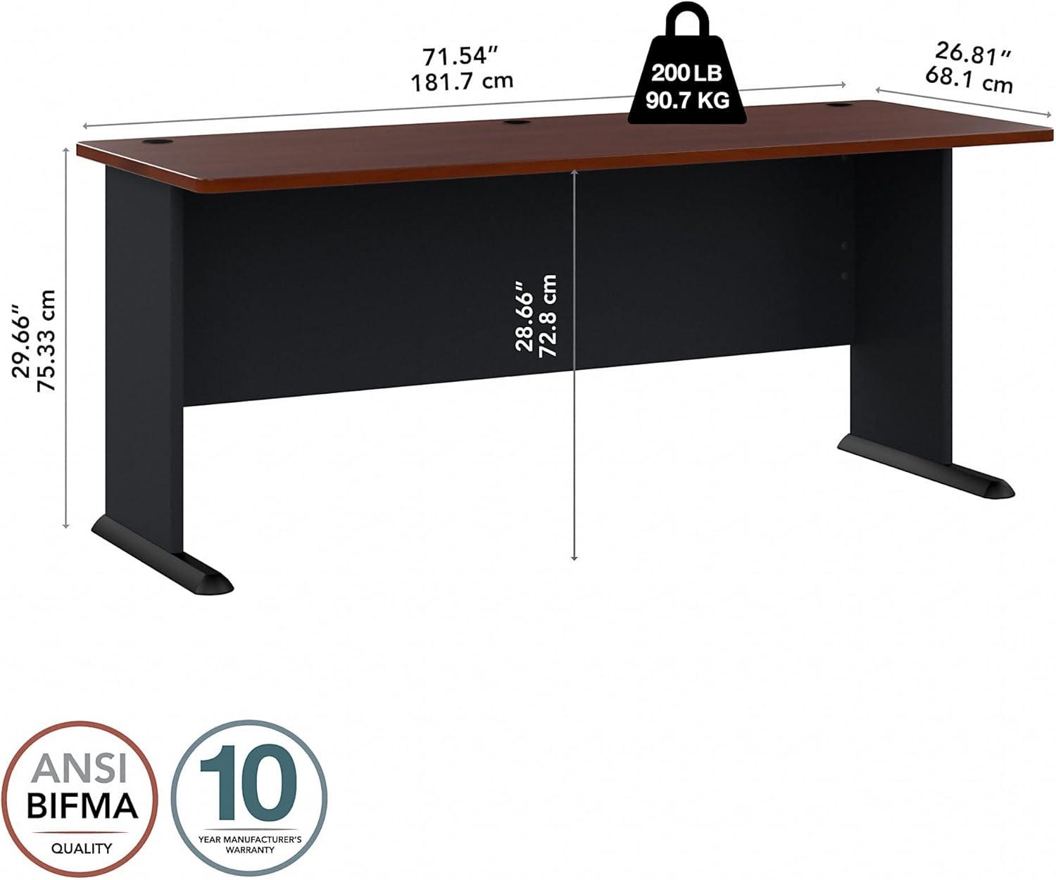 Hansen Cherry Contemporary 72" Executive Desk with Wire Management