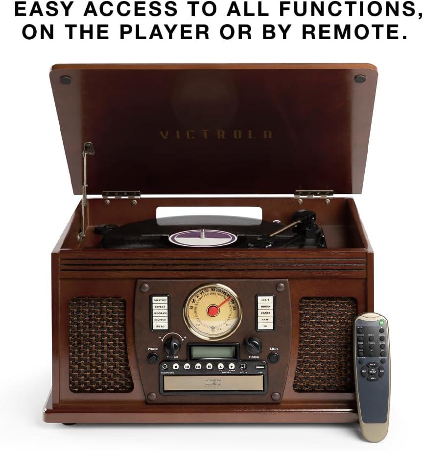 Victrola Navigator Bluetooth Record Player - Espresso: Belt Drive, Remote Control Included