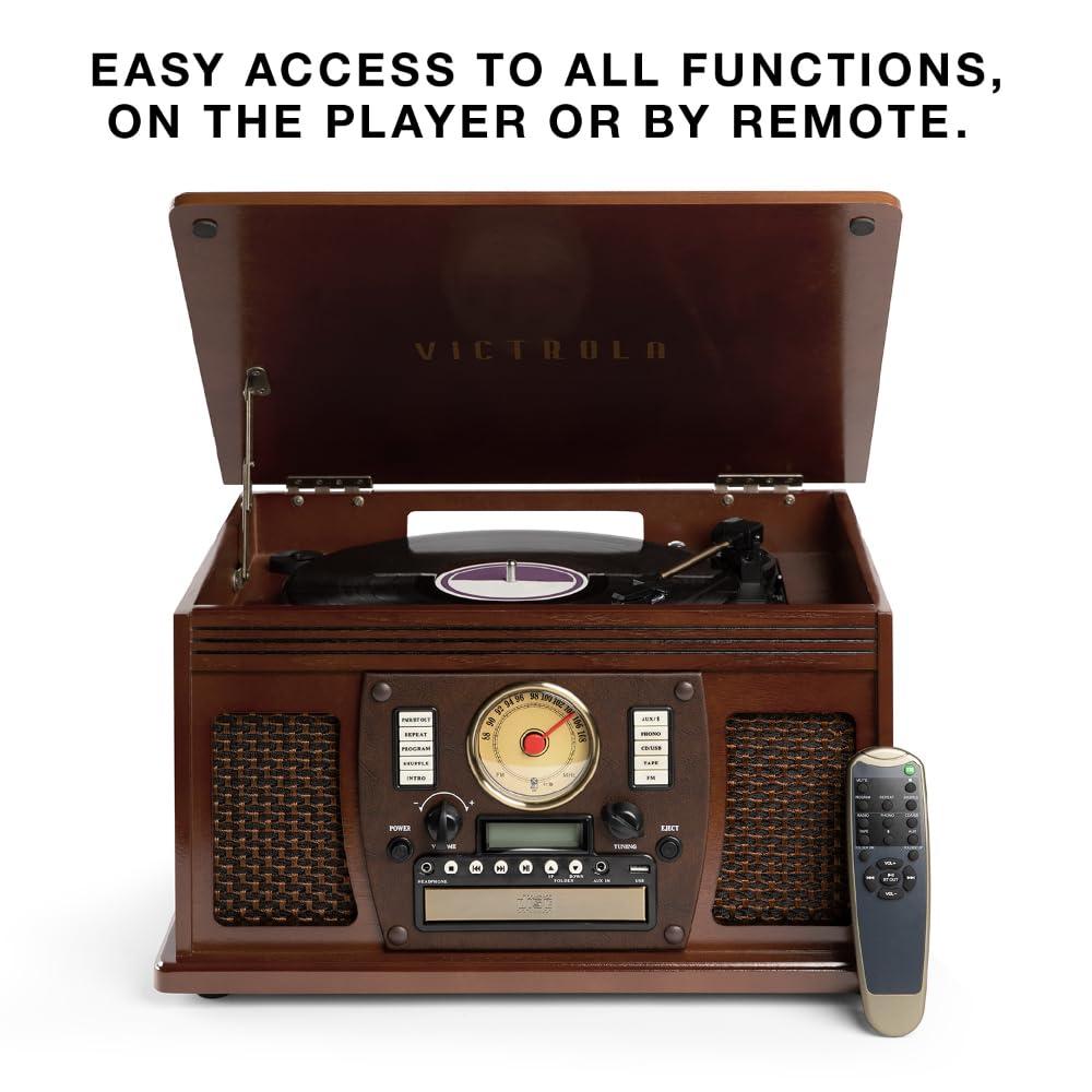 Victrola Navigator Bluetooth Record Player - Espresso: Belt Drive, Remote Control Included
