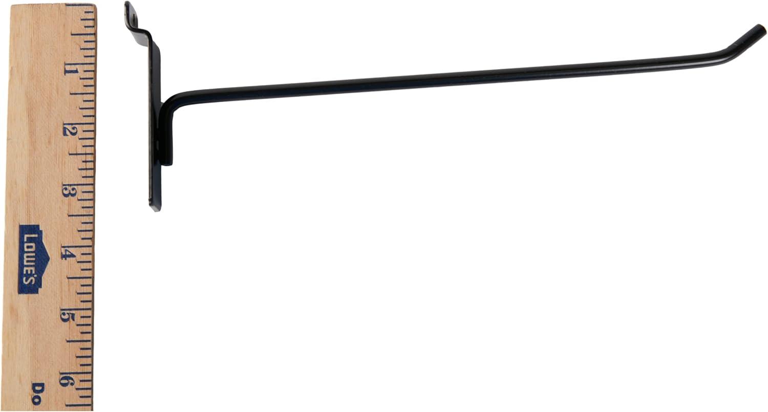 10 inch Black Peg Hook for Slatwall - 25 Count