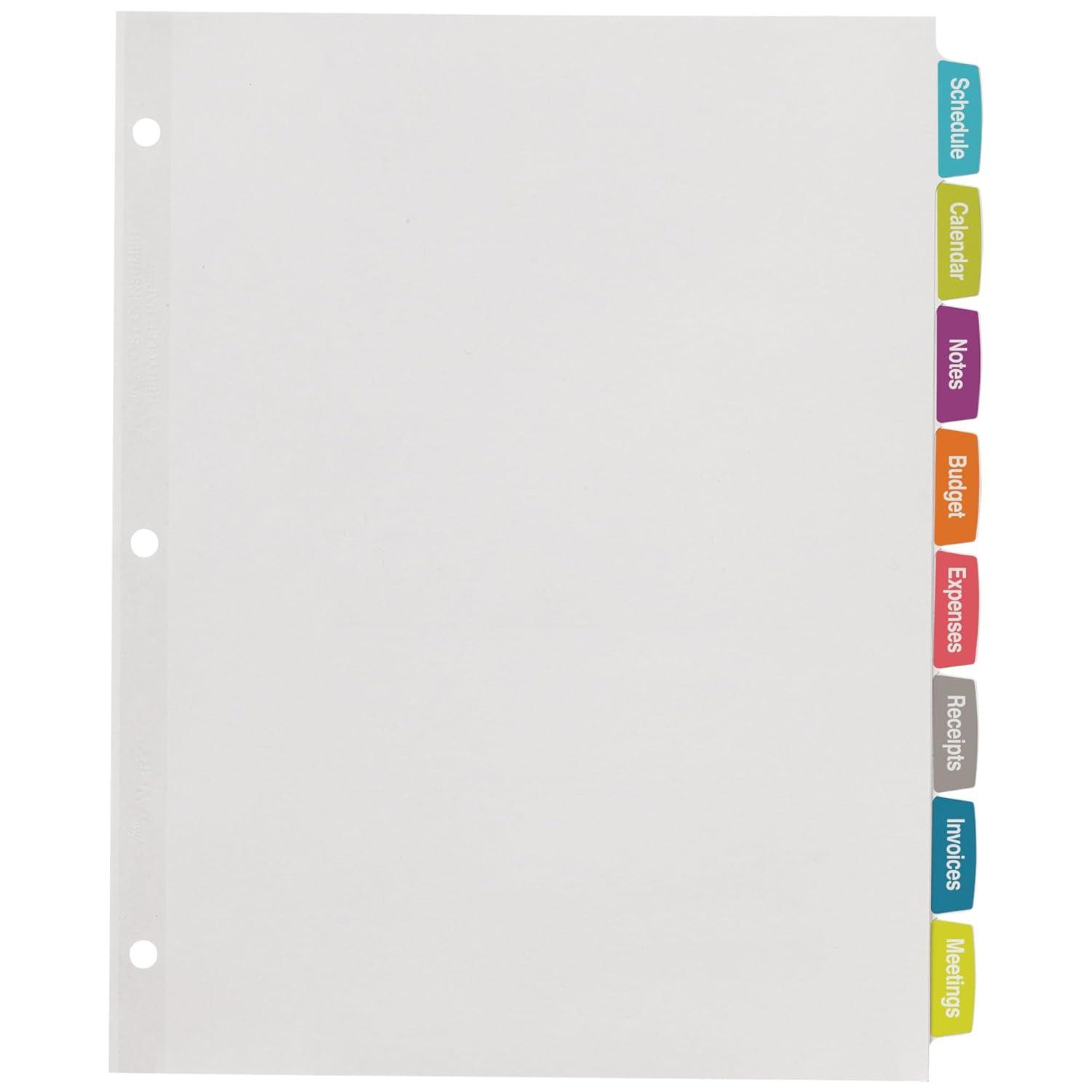 Avery Big Tab Printable Label Dividers, Easy Peel Labels, 8 Tabs