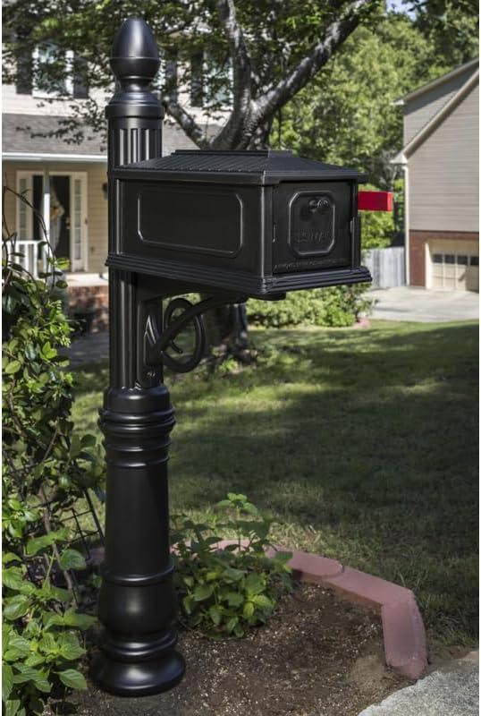 Architectural Mailboxes Stratford All-in-One, Medium, Plastic, Mailbox & Post Combo, Black