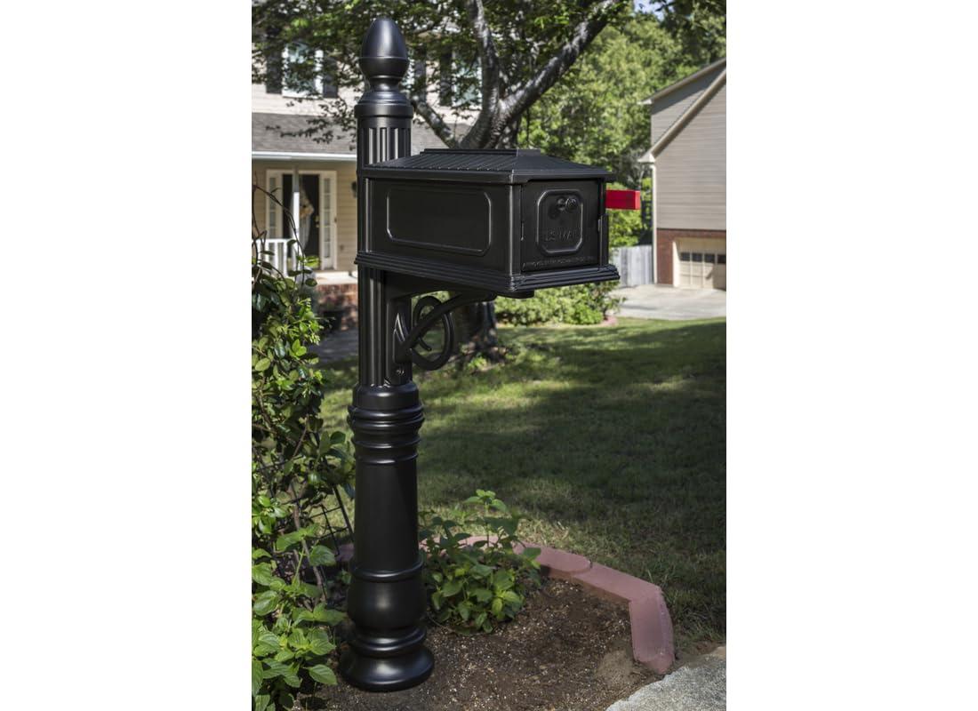 Architectural Mailboxes Stratford All-in-One, Medium, Plastic, Mailbox & Post Combo, Black