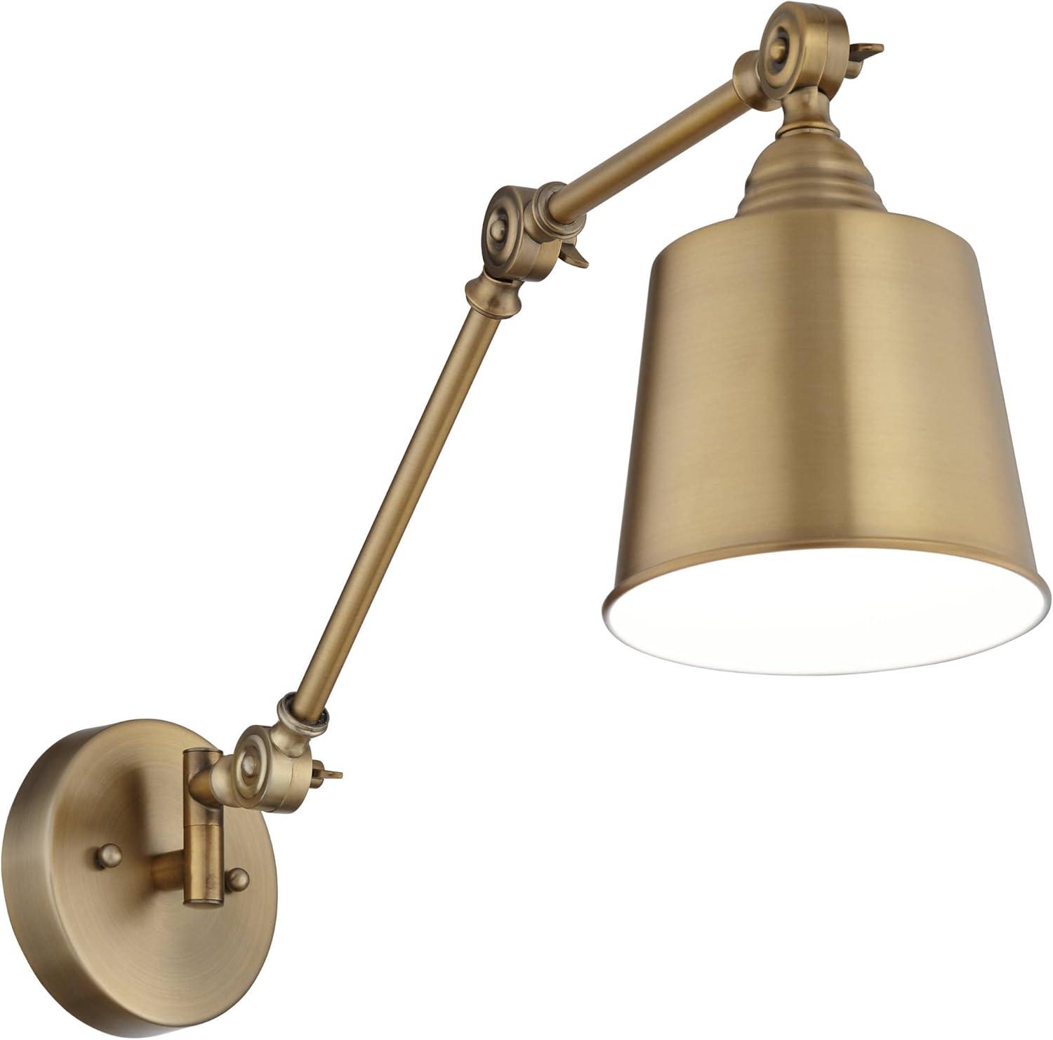 Mendes Antique Brass Finish Adjustable Arm Wall Lamps Set of 2