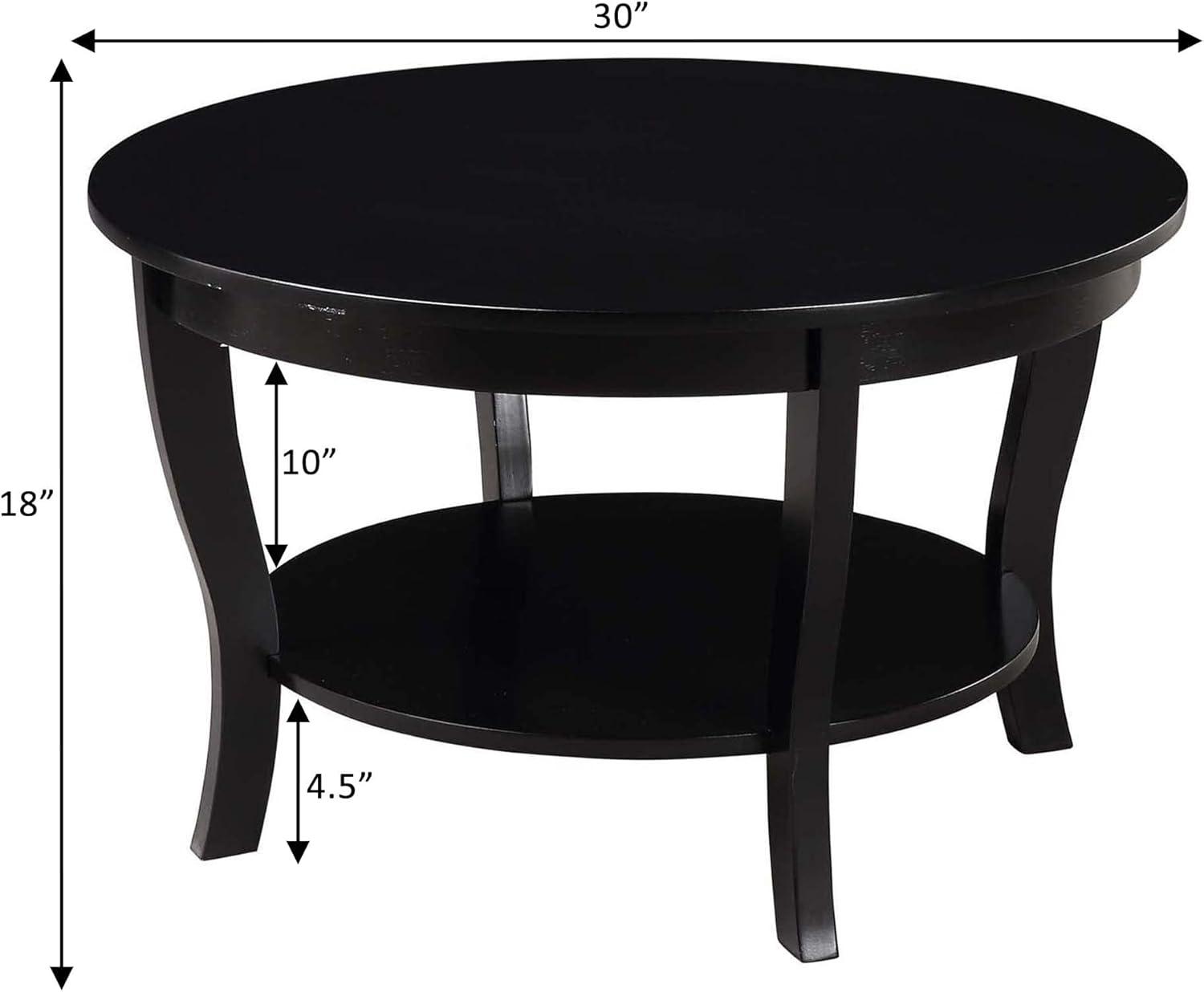 American Heritage Round Coffee Table, Black