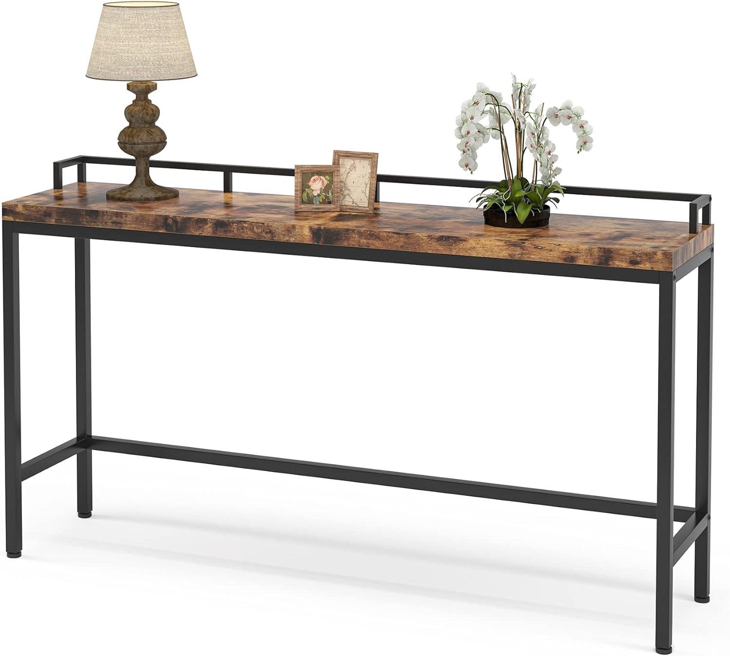 Tribesigns 70.9 inchLong Sofa Table, Narrow Console Table Behind Couch for Living Room (White Gold)