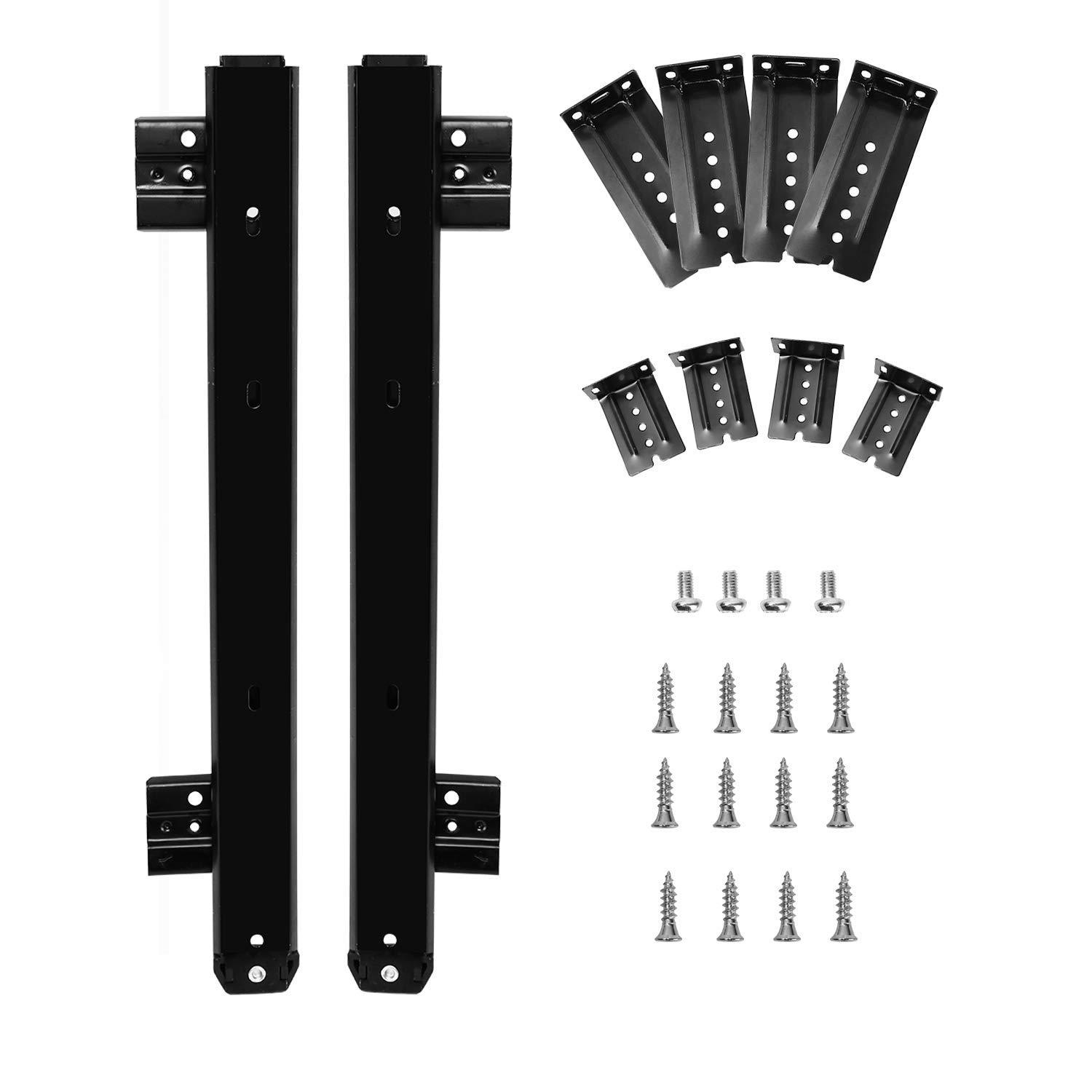 KINJOEK 2 PCS 14 Inch Under Desk Keyboard Tray Rails Slides, Adjustable Height Heavy Duty Ball Bearing Keyboard Mount Track, Black