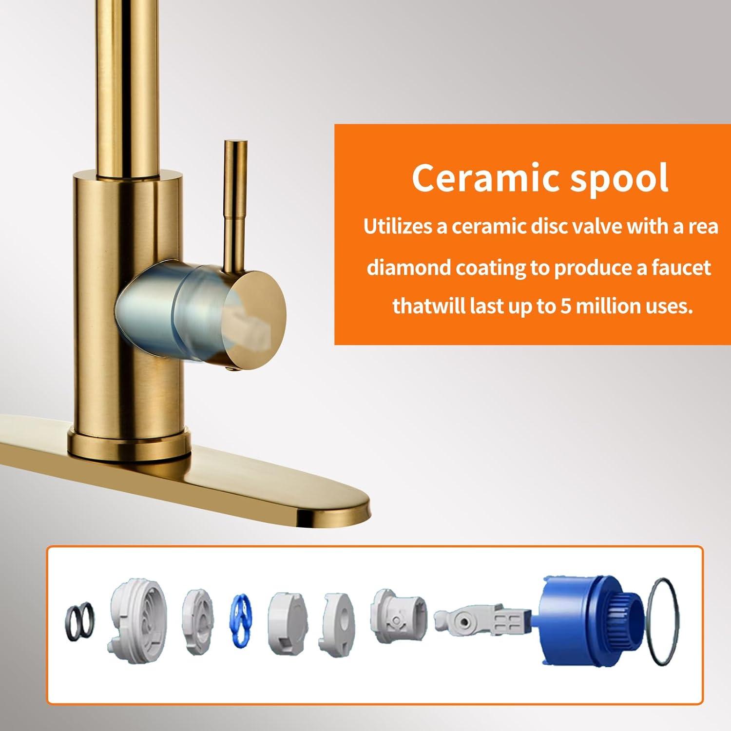 GAGALIFE Single Handle Pull Down Sprayer Kitchen Faucet High Arc Stainless Steel Faucet with 3-Function Sprayer JJL-CL-PT-SDP-C