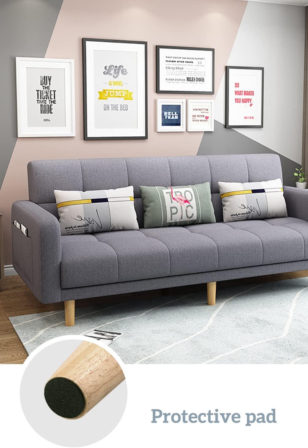 GOSCHE 4 Inch Round Solid Wood Furniture Feet, Wooden Sofa Legs Set of 4, Chair Legs, Replacement Couch Legs for Armchair, Cabinet, Mid Century Modern Dresser Or Home DIY Projects Bun Feet