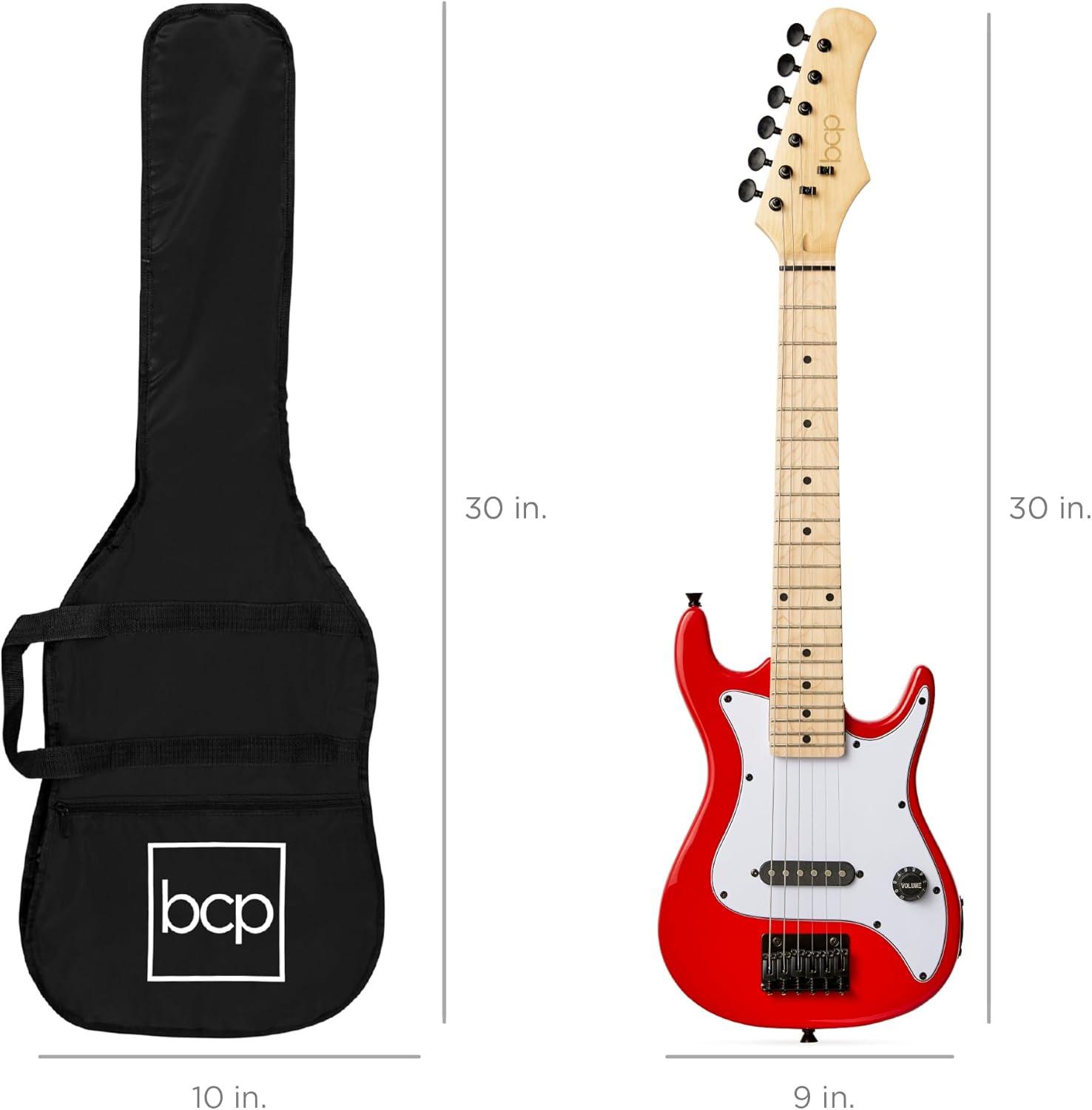 Best Choice Products 30in Kids Electric Guitar Beginner Starter Kit w/ 5W Amplifier, Strap, Case - Metallic Red