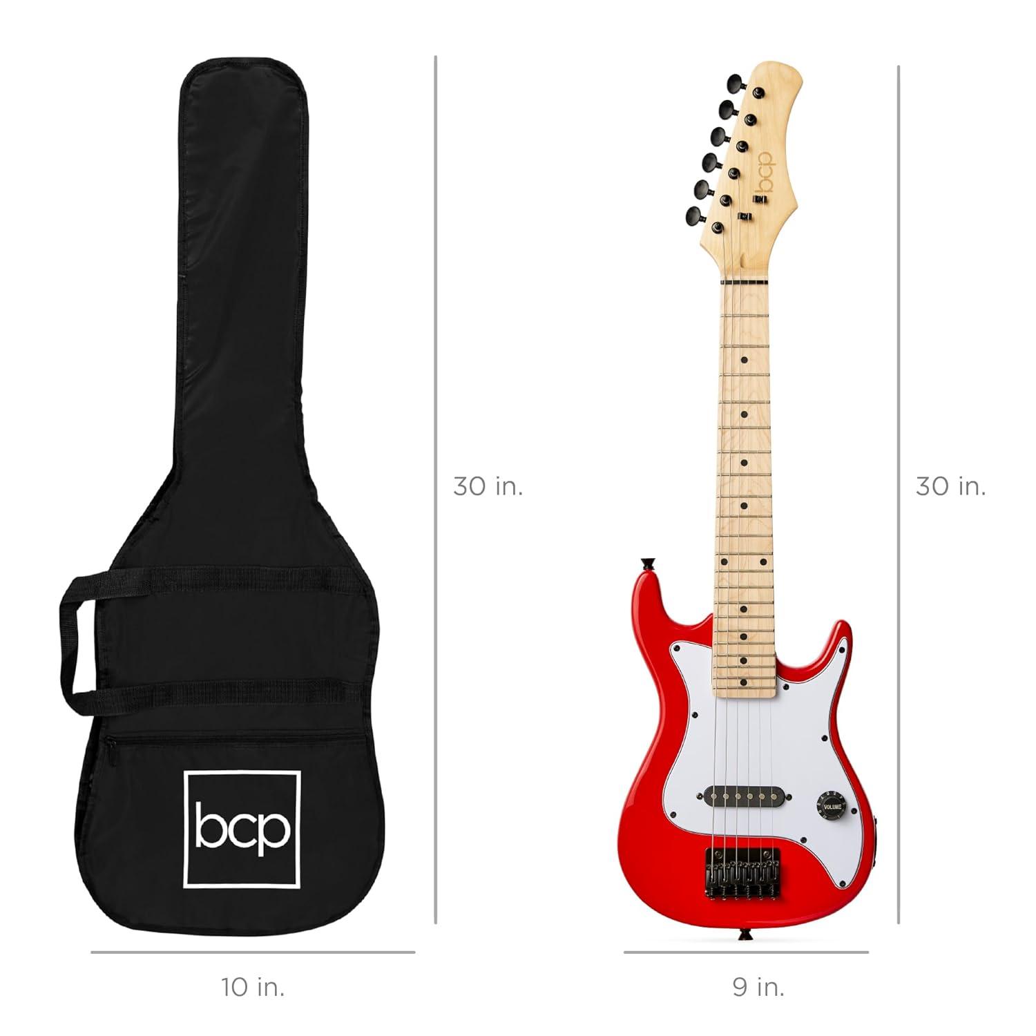 Best Choice Products 30in Kids Electric Guitar Beginner Starter Kit w/ 5W Amplifier, Strap, Case - Metallic Red