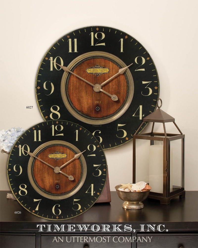 Rustic Black and Brass Round Wall Clock