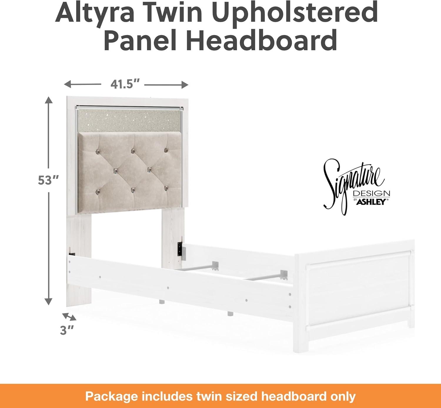 Signature Design by Ashley Contemporary Altyra Twin Upholstered Panel Headboard  White