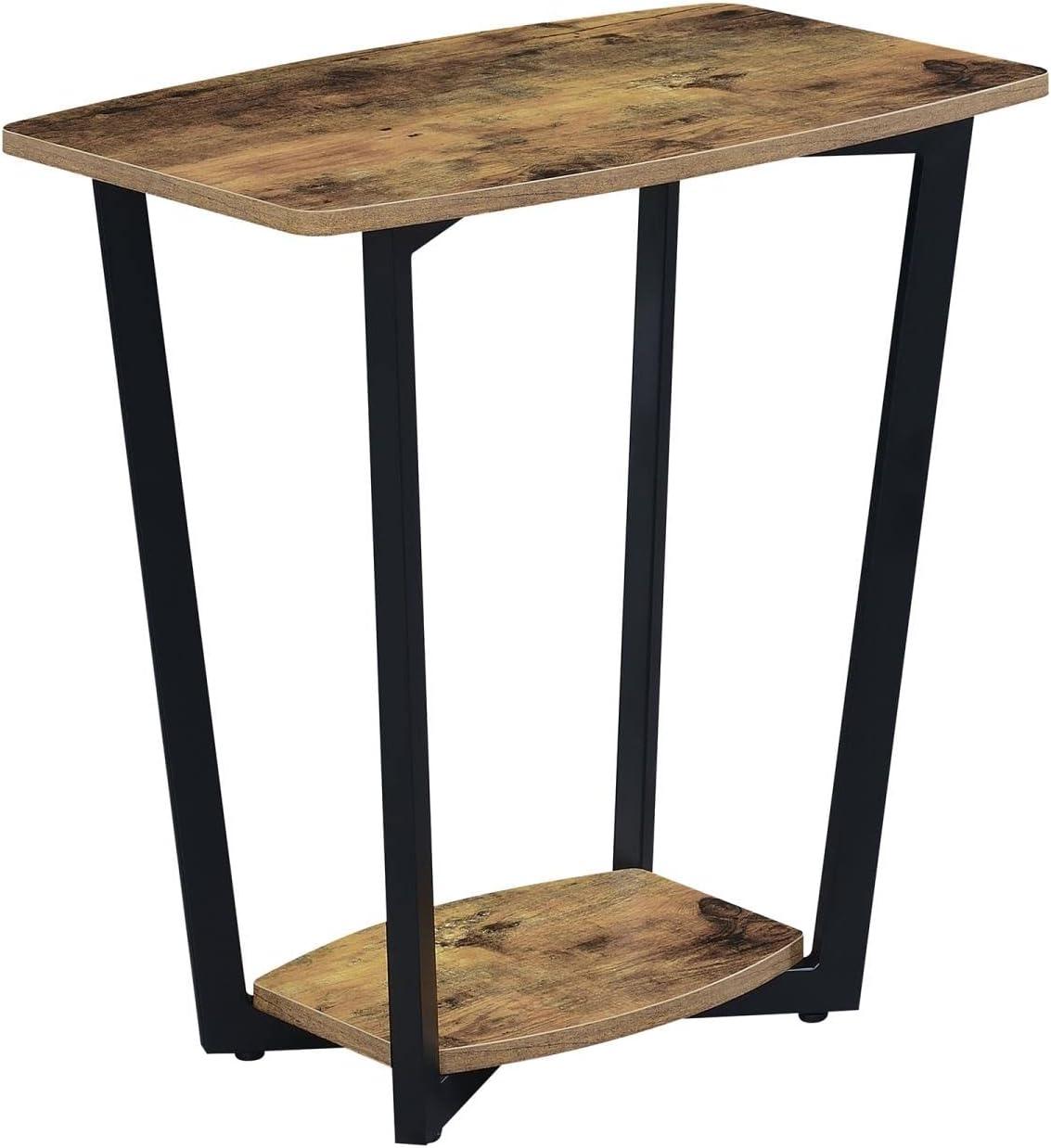 Urban Barnwood 24" Industrial End Table with Dual-Shelf, Black Metal Frame