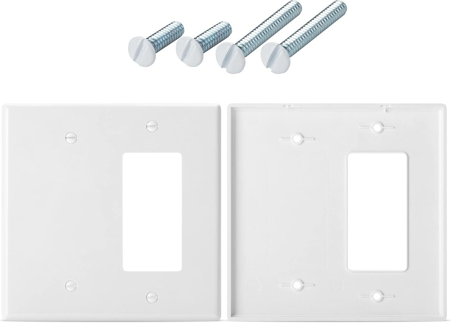 Bates- Combination Wall Plate, Decorator/Blank, 2 Gang Wall Plate, Wall Switch Plate Cover, 2 Gang Switch Plate, Double Gang Wall Plate, 2 Gang Wall Plate White, Wall Plate Combination