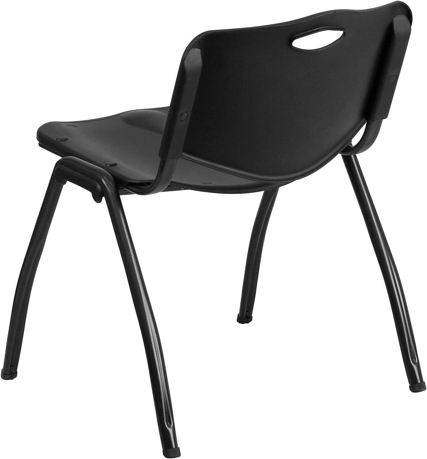 Black Powder-Coated Metal Stacking Office Chair