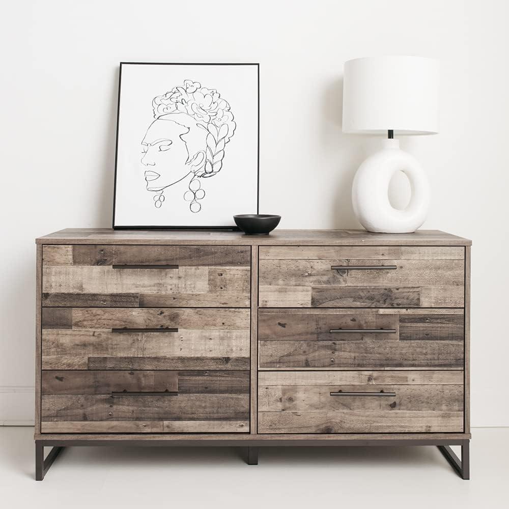 Neilsville Mid-Century 6-Drawer Dresser in Black and Gray