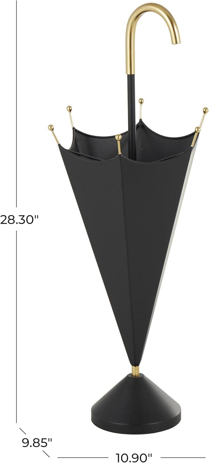 DecMode Gray Metal Galvanized Umbrella Stand with Copper Base and Handle