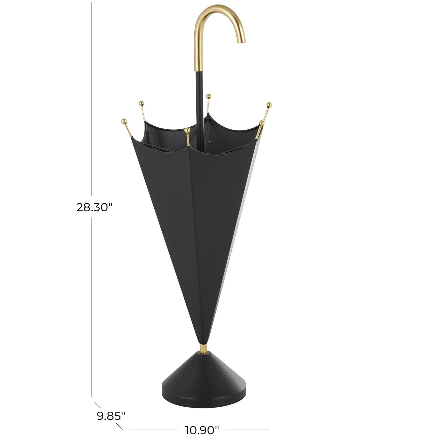 DecMode Gray Metal Galvanized Umbrella Stand with Copper Base and Handle