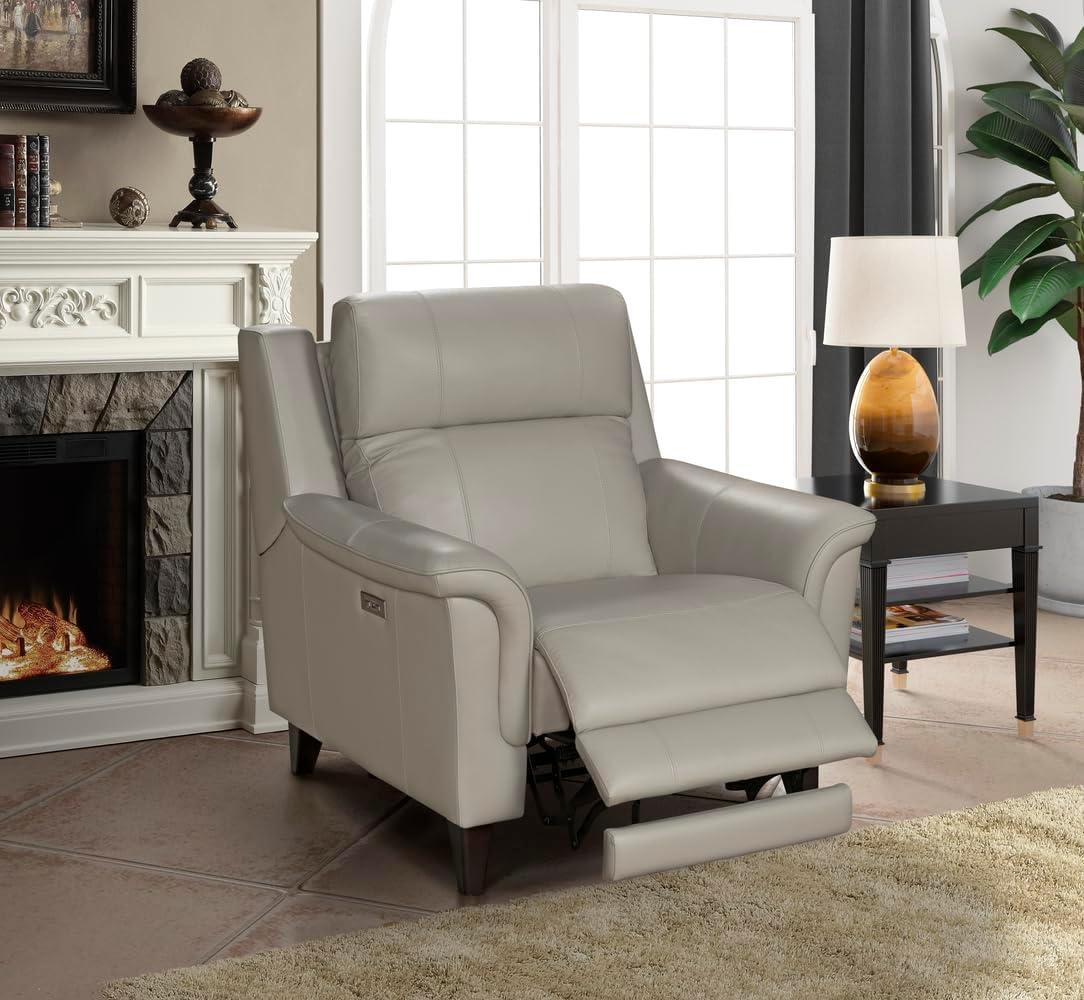 Laurel Cream Leather Wood Contemporary Recliner Chair