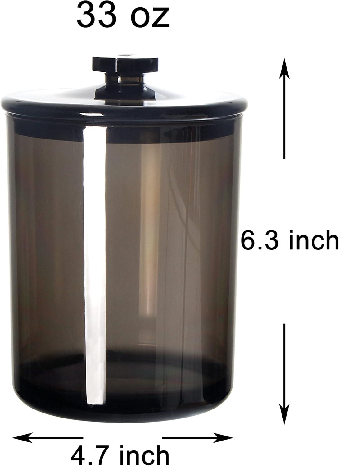 Youngever Black Plastic Apothecary Jars, Qtip Holder, Cotton Swab Holder, Bathroom Vanity Organizer for Cotton Balls, Cotton Pads, Qtips (1 Set 30 Ounce)