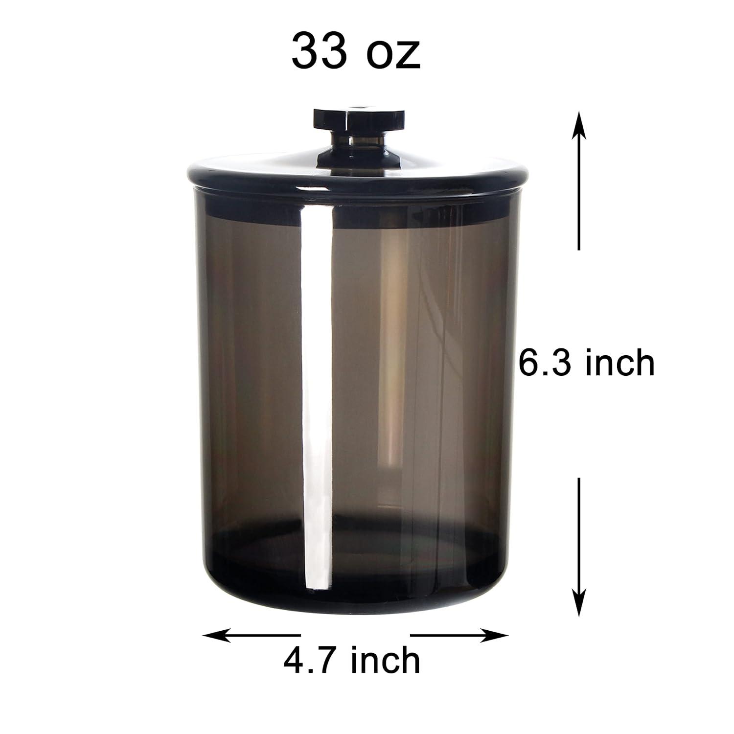 Youngever Black Plastic Apothecary Jars, Qtip Holder, Cotton Swab Holder, Bathroom Vanity Organizer for Cotton Balls, Cotton Pads, Qtips (1 Set 30 Ounce)