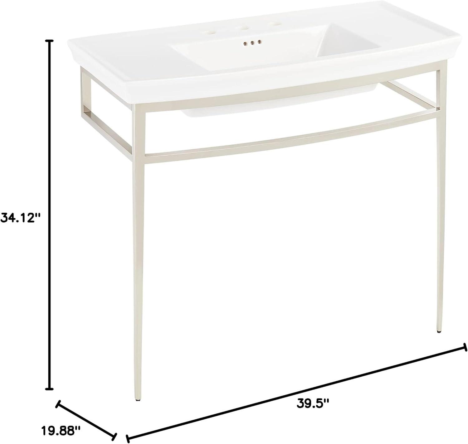 39" Olney 32" Tall Porcelain Rectangular Console Bathroom Sink with Overflow