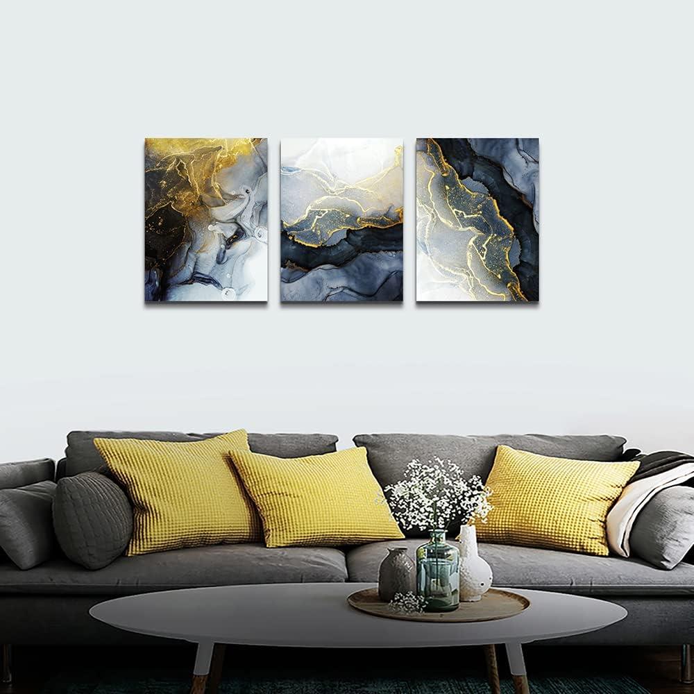 Abstract Wall Decor for Living Room Bedroom Wall Art Paintings Abstract Ink painting Wall Artworks Hang Pictures for Office Decoration, 12x16 inch/Piece, 3 Panels Bathroom Home Decorations Posters