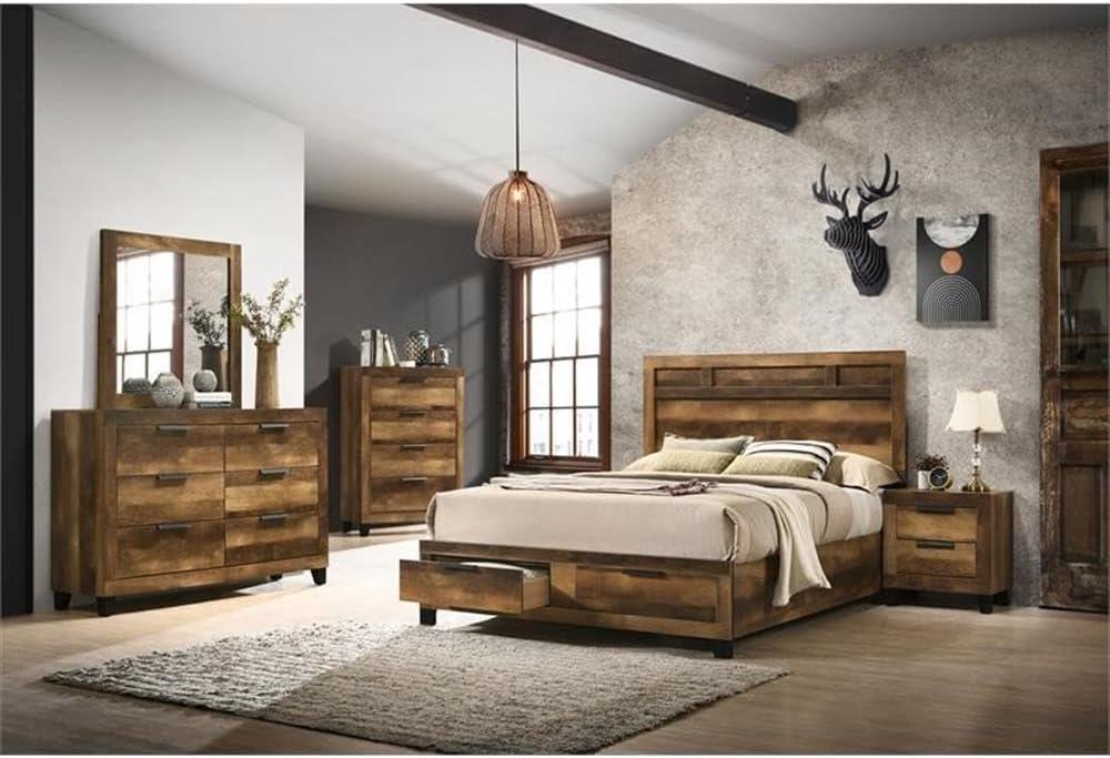 ACME Morales Storage Queen Bed in Rustic Oak