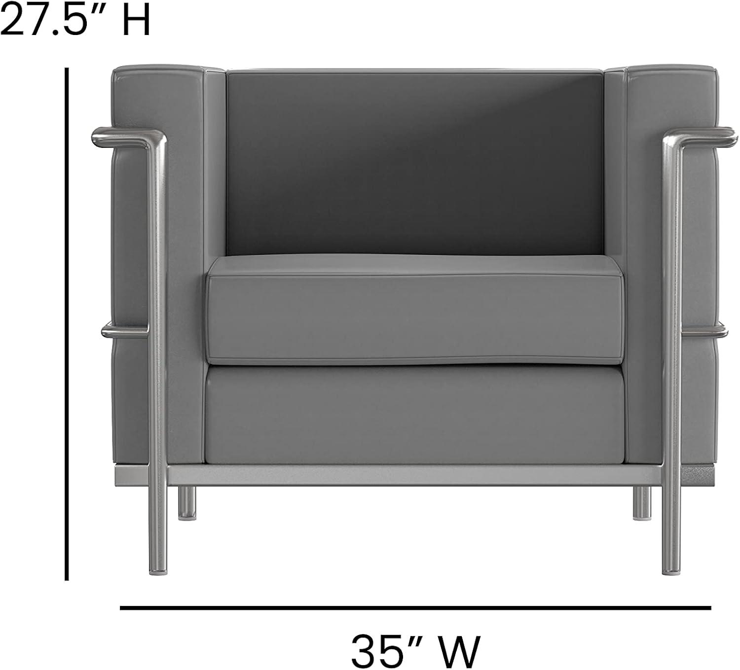 Flash Furniture Hercules Regal Series Contemporary Gray LeatherSoft Chair with Encasing Frame
