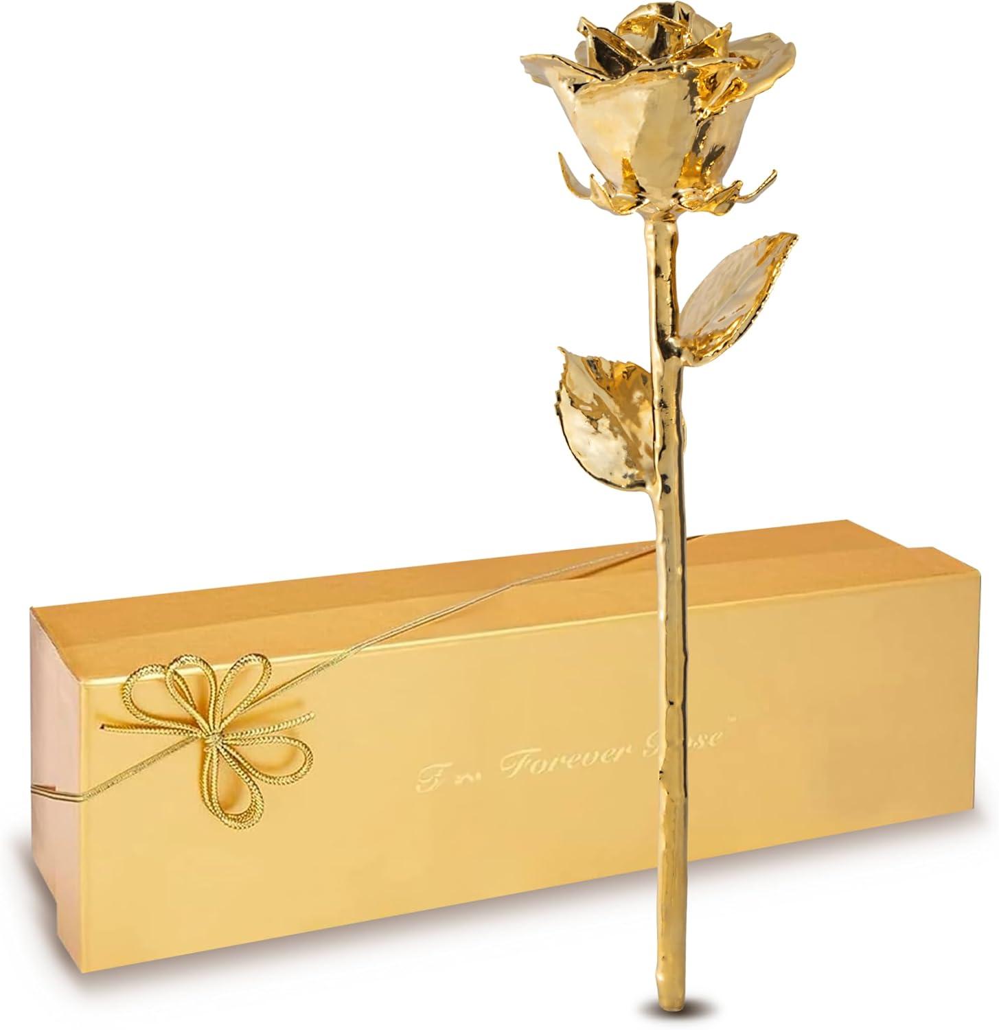 24K Gold Dipped Rose, Unique & Everlasting Real Hand Dipped in 24K Gold Rose, 11” to 12”
