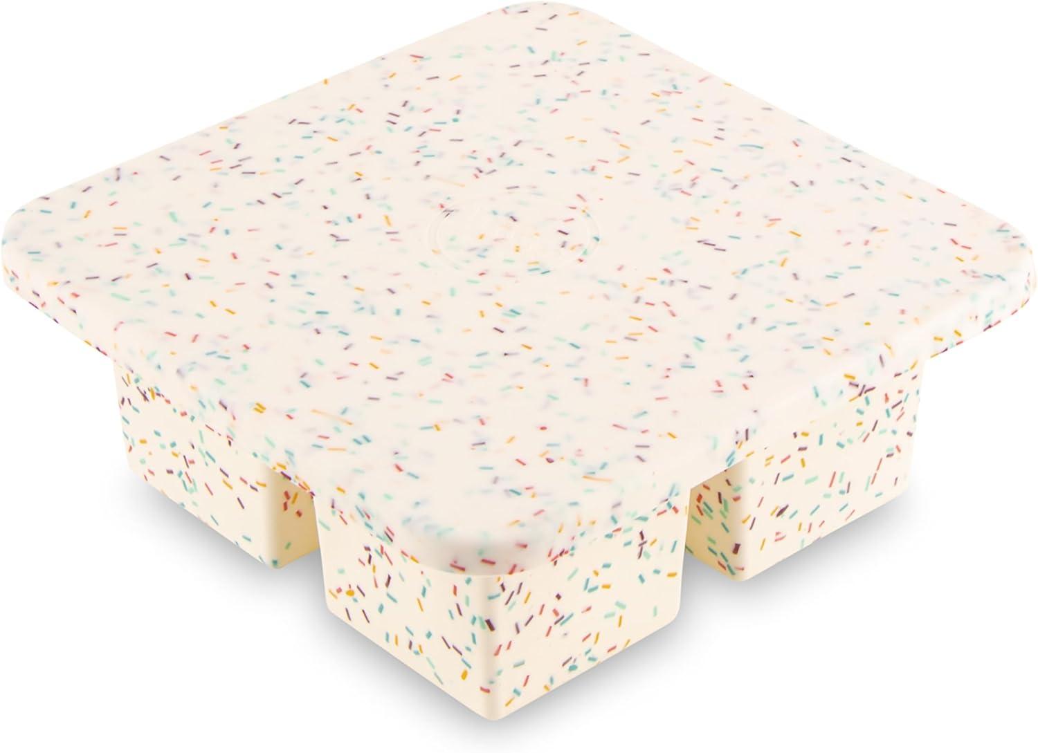 Speckled White Silicone Extra Large Ice Cube Tray with Lid