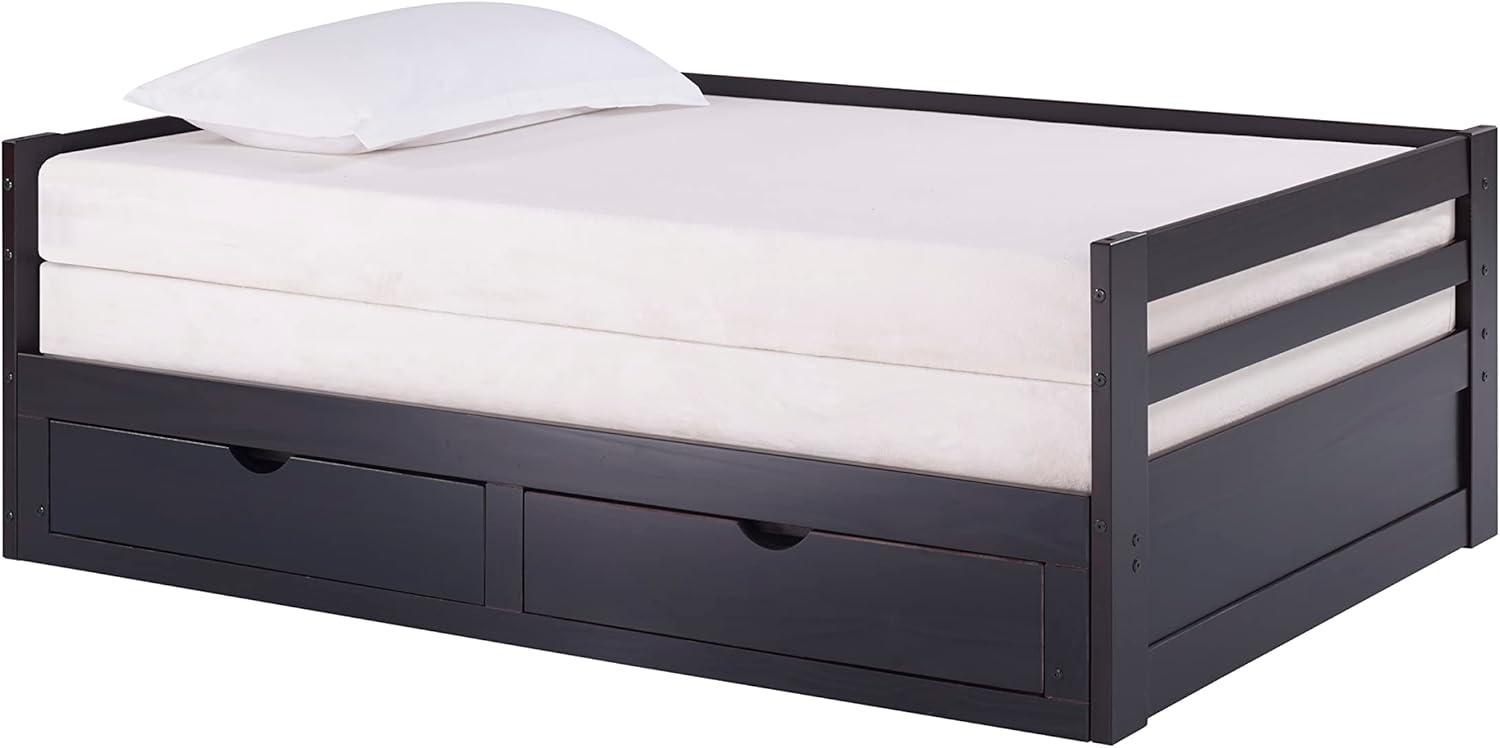 Alaterre Jasper Twin to King Extending Day Bed with Storage Drawers, Espresso