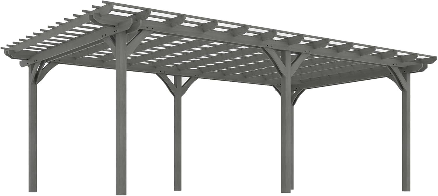 Outsunny 12' x 20' Wooden Pergola Grape Trellis, Outdoor Gazebo for Garden, Patio, Backyard, Deck, Gray