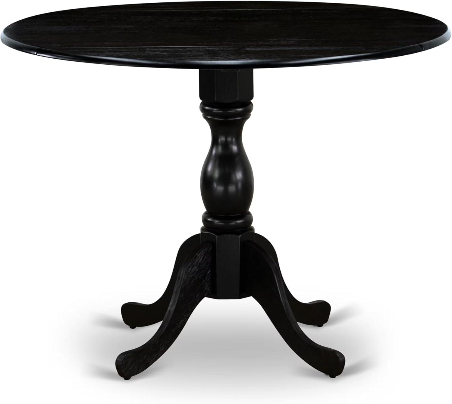 East West Furniture Dublin Wood Dining Table with Pedestal Legs in Black