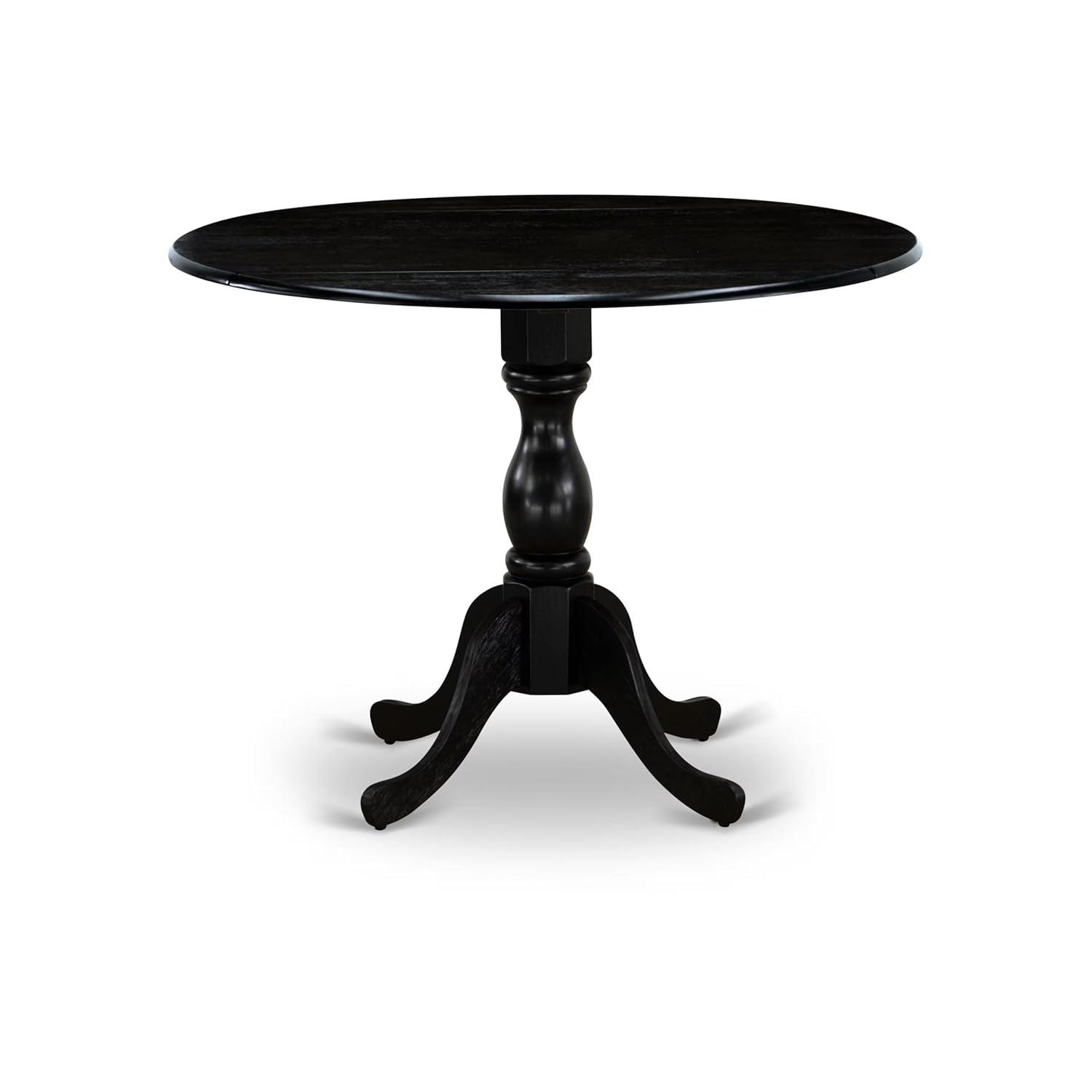 East West Furniture Dublin Wood Dining Table with Pedestal Legs in Black