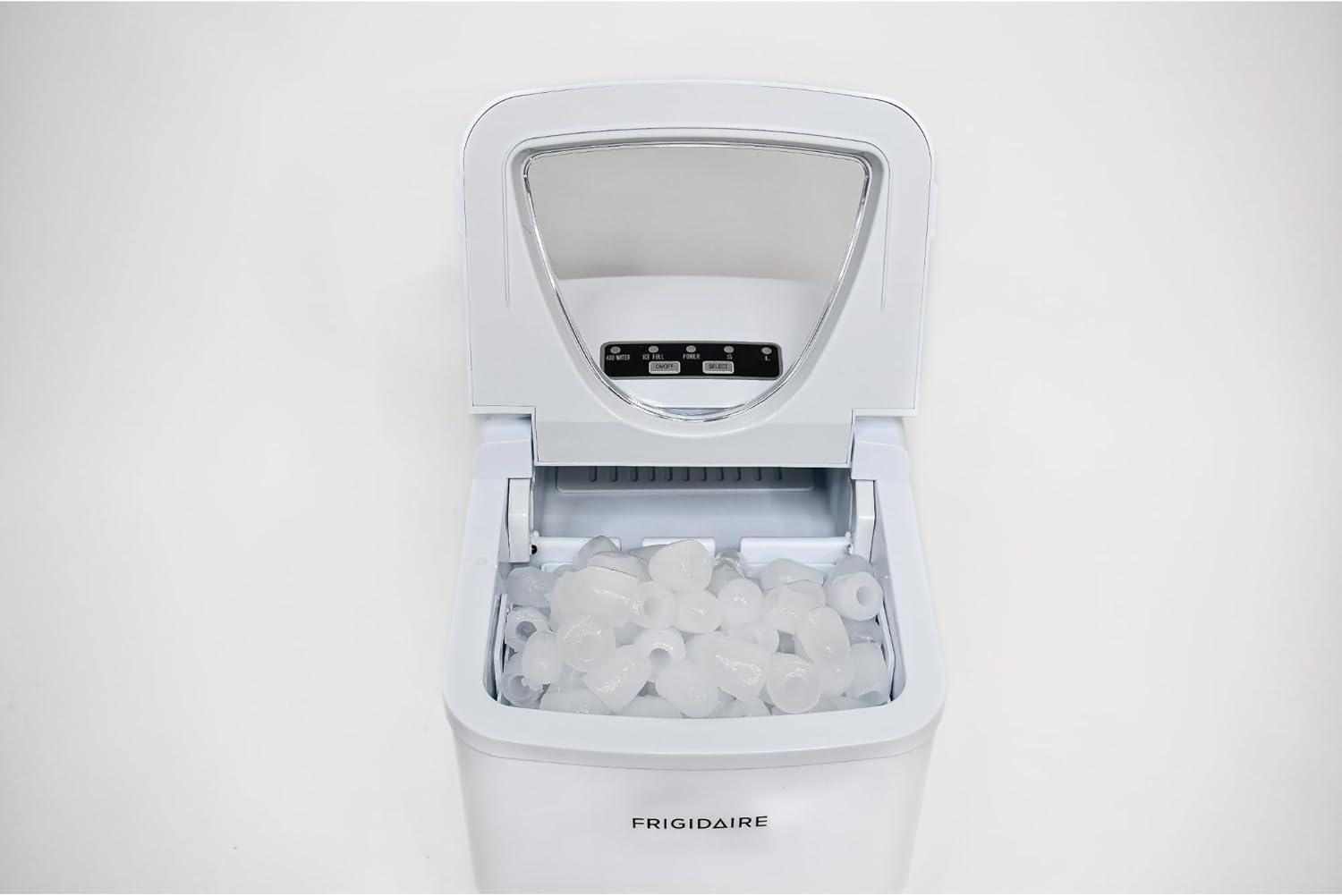 Frigidaire Ice Maker with 26 lbs. Capacity Countertop Stainless Steel Ice Maker with Transparent Window