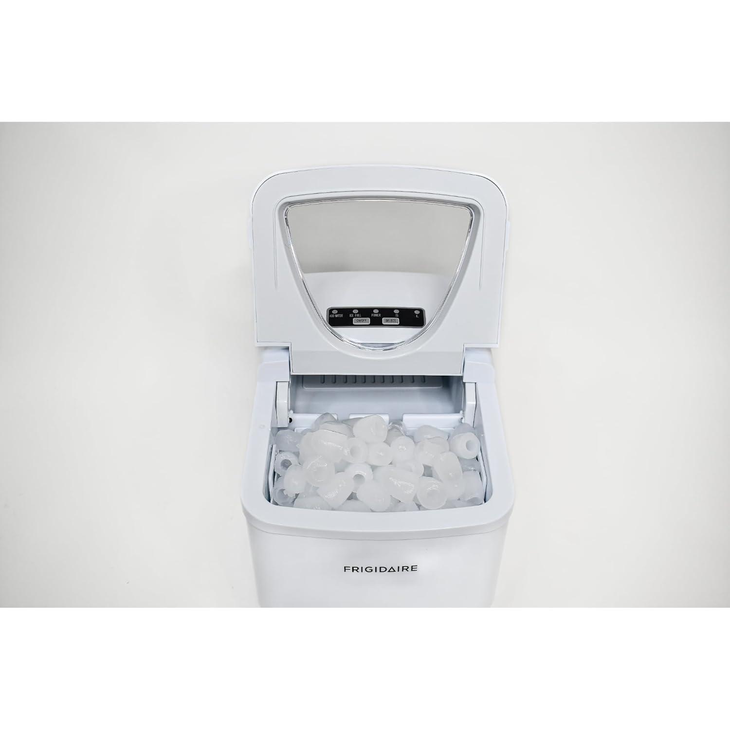 Frigidaire Ice Maker with 26 lbs. Capacity Countertop Stainless Steel Ice Maker with Transparent Window