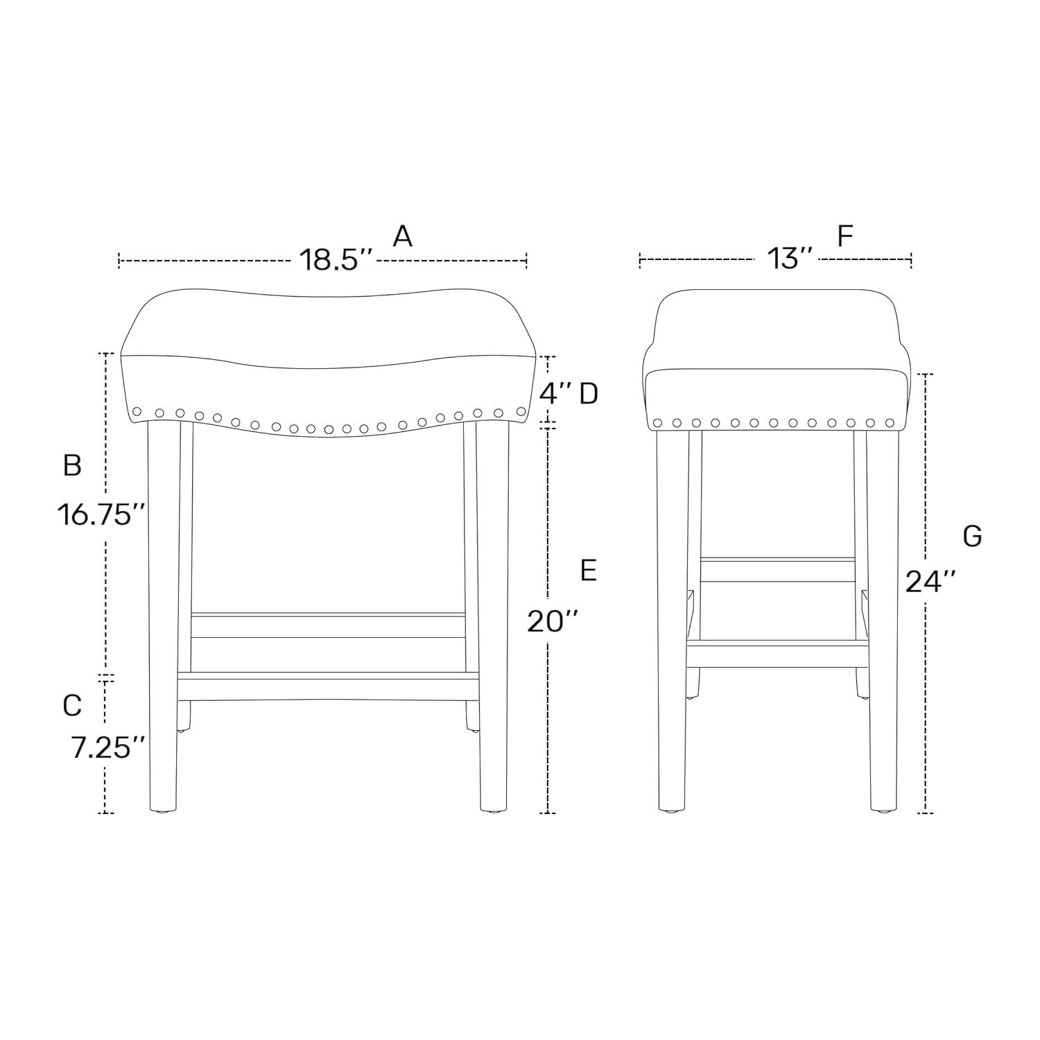 Antique Gray and Navy Blue Saddle Style Wood Bar Stool, 24"