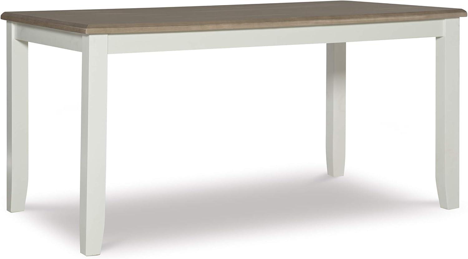 Vanilla White and Rustic Taupe Rubberwood Dining Table for Six