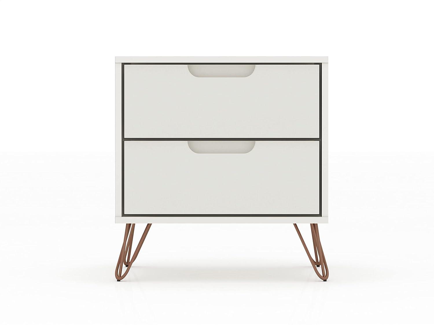 Set of 2 Rockefeller 2 Drawer Nightstands - Manhattan Comfort