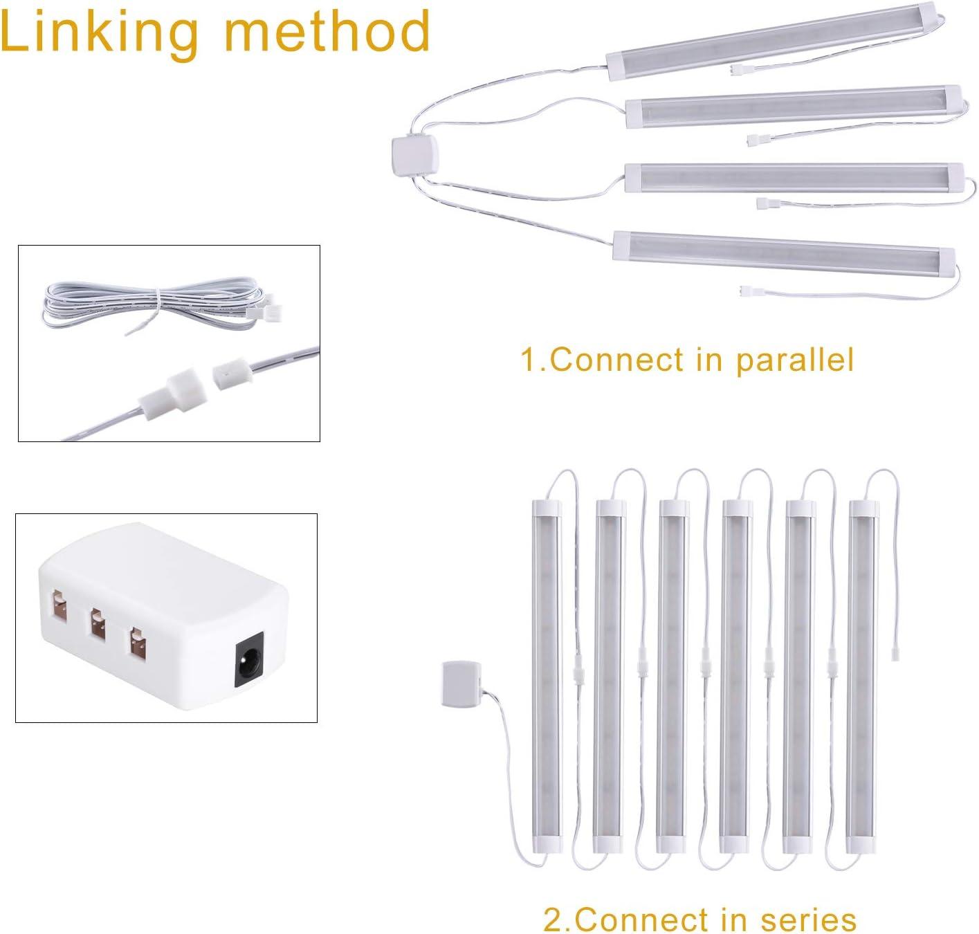 ANTOTEN LED Under Counter Light Fixtures, Hardwired Cabinet Strip Lighting Kit,24V Plug in Cupboard Lights Linkable for Kitchen, Bar, Closet, Showcase, Self(6 Lights, 12In,2700K)