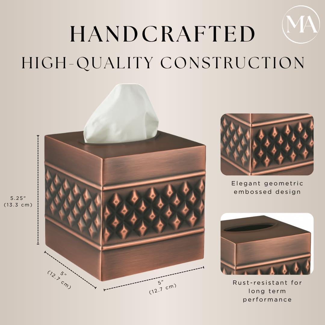 Monarch Abode Geometric Embossed Metal Tissue Box Cover