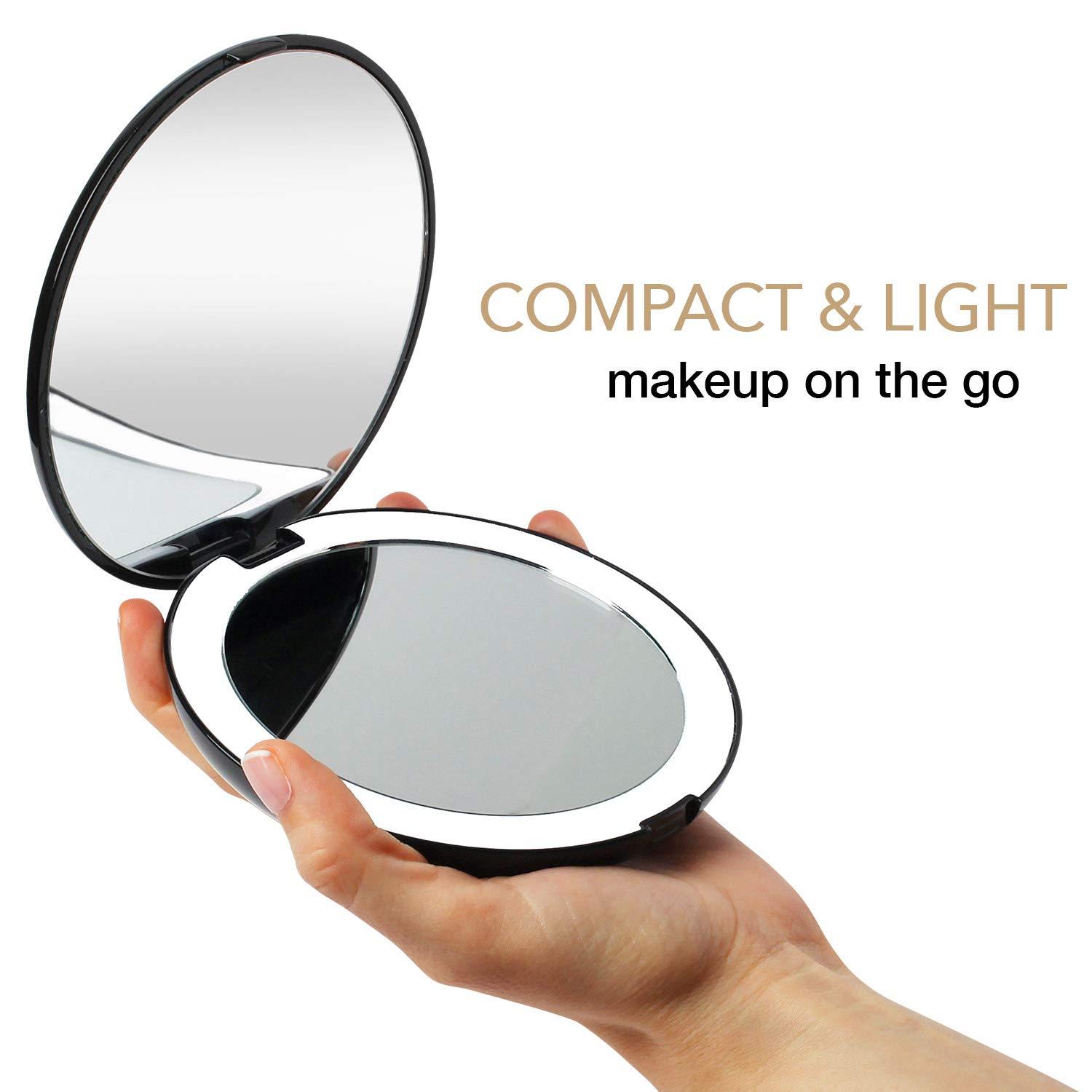 Fancii Modern Lighted Magnifying Compact Mirror