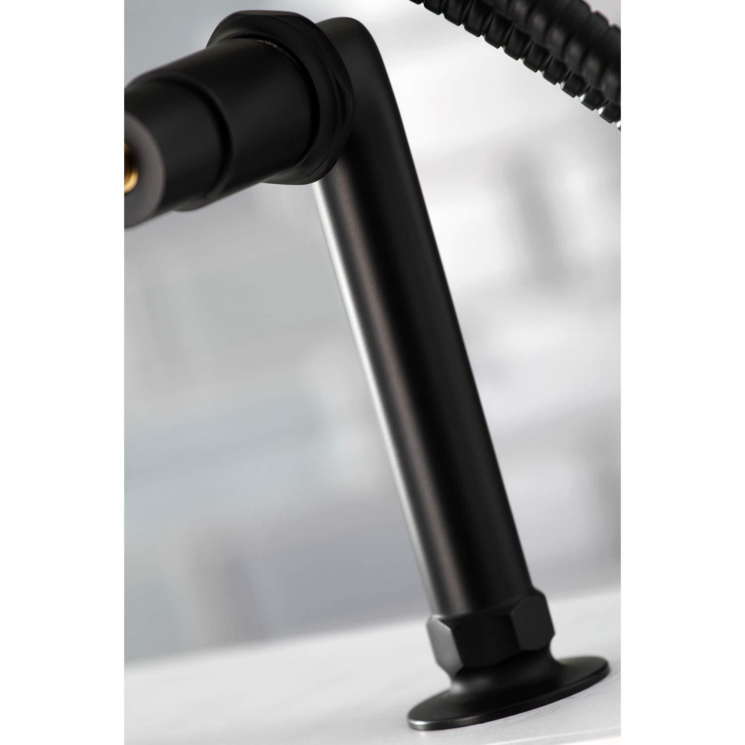 Kingston Brass Concord Three-Handle 2-Hole Deck Mount Clawfoot Tub Faucet with Hand Shower